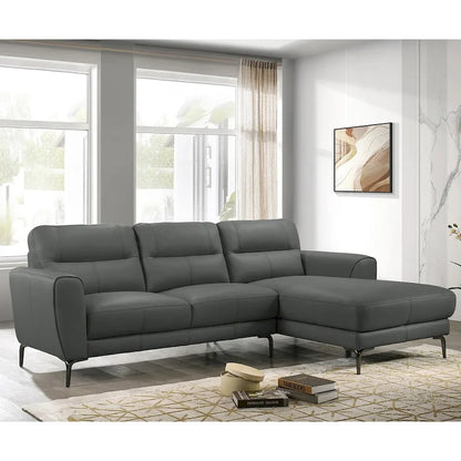 2 Piece Faux Leather Sectional Set with Metal Legs - image 2