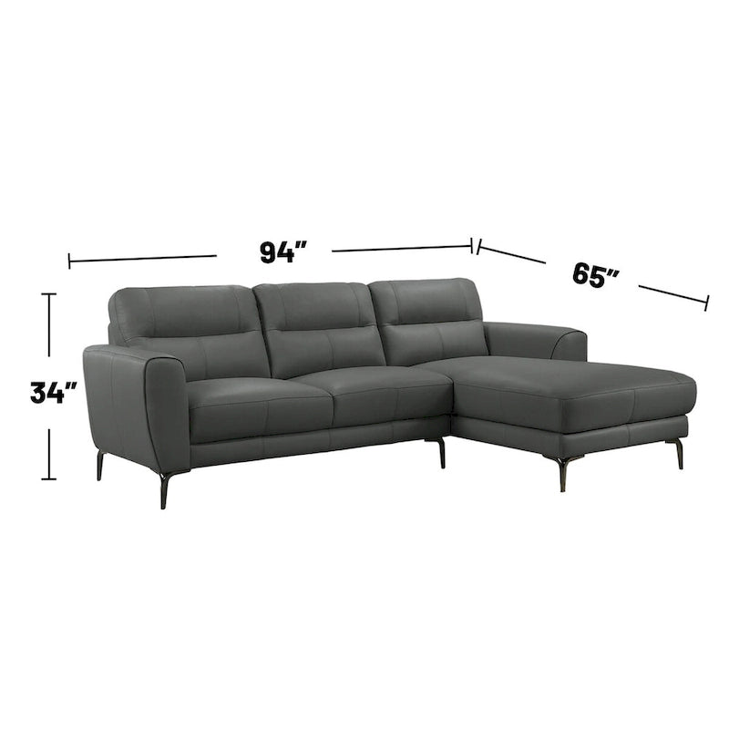 2 Piece Faux Leather Sectional Set with Metal Legs - image 3