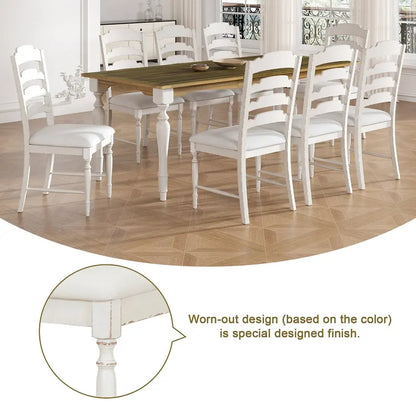 Solid Wood 9-Piece Extendable Dining Table Set with 8 Upholstered Dining Chairs - image 7