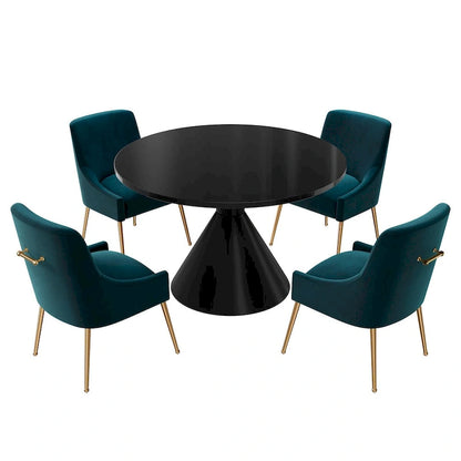 Fabric 48 Light Black High Gloss Large Countertop Dining Table with Velvet Dining Chair Set - image 13