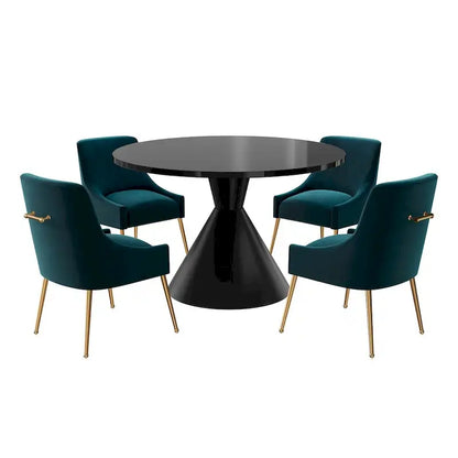 Fabric 48 Light Black High Gloss Large Countertop Dining Table with Velvet Dining Chair Set - image 14