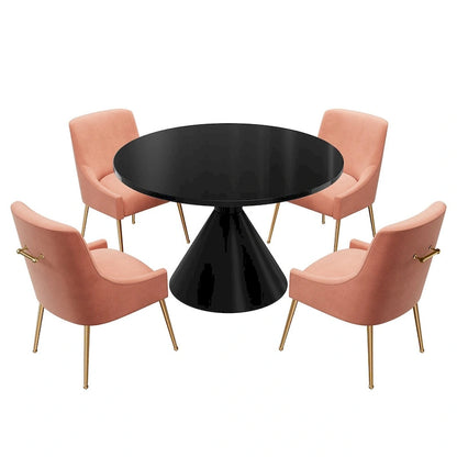 Fabric 48 Light Black High Gloss Large Countertop Dining Table with Velvet Dining Chair Set - image 19
