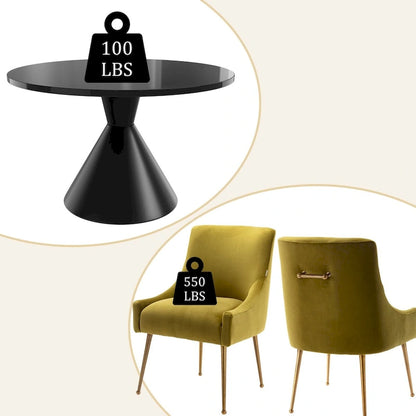 Fabric 48 Light Black High Gloss Large Countertop Dining Table with Velvet Dining Chair Set - image 30
