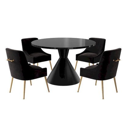 Fabric 48 Light Black High Gloss Large Countertop Dining Table with Velvet Dining Chair Set - image 32