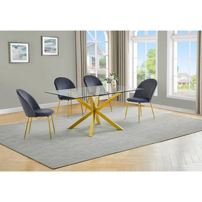 Metal Quality Furniture Contemporary Glass 5-pc Dining Set - image 1