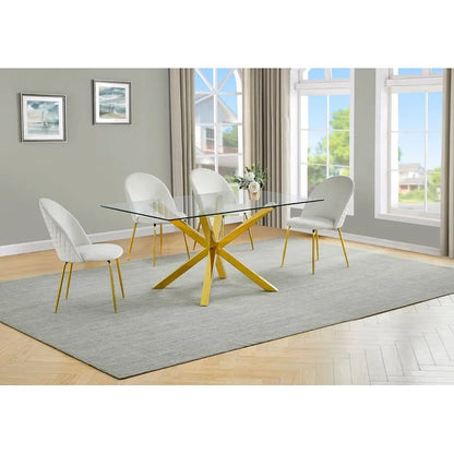 Metal Quality Furniture Contemporary Glass 5-pc Dining Set - image 2