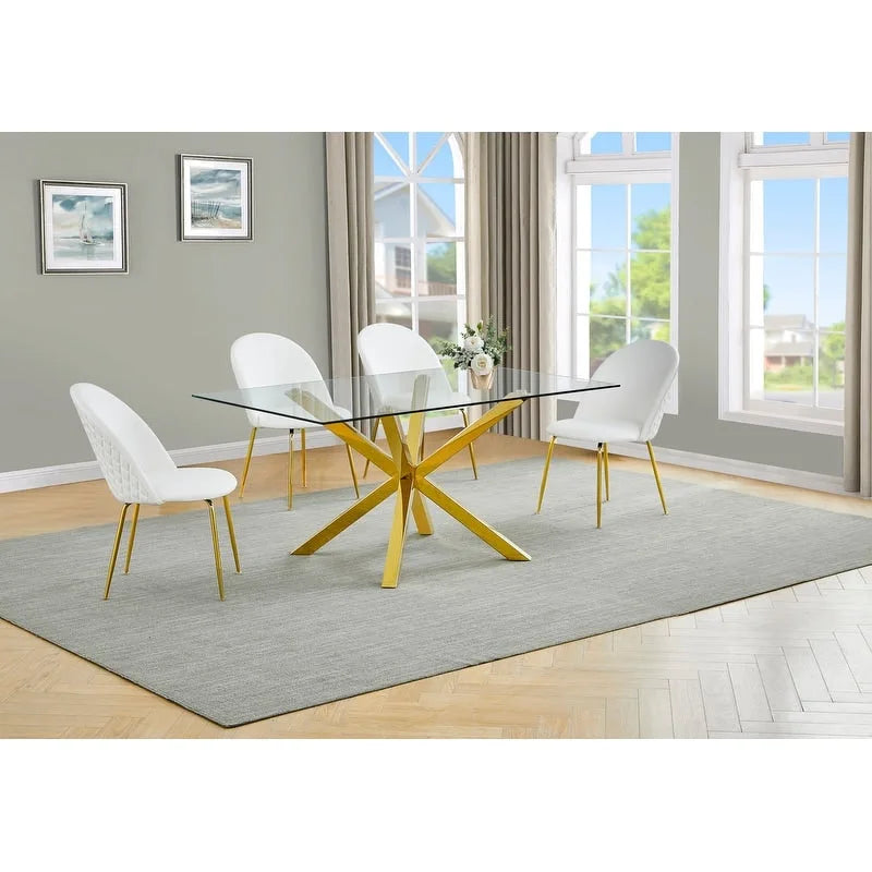 Metal Quality Furniture Contemporary Glass 5-pc Dining Set - image 3