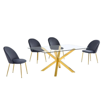 Metal Quality Furniture Contemporary Glass 5-pc Dining Set - image 4