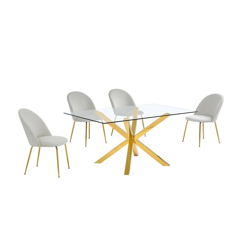 Metal Quality Furniture Contemporary Glass 5-pc Dining Set - image 6