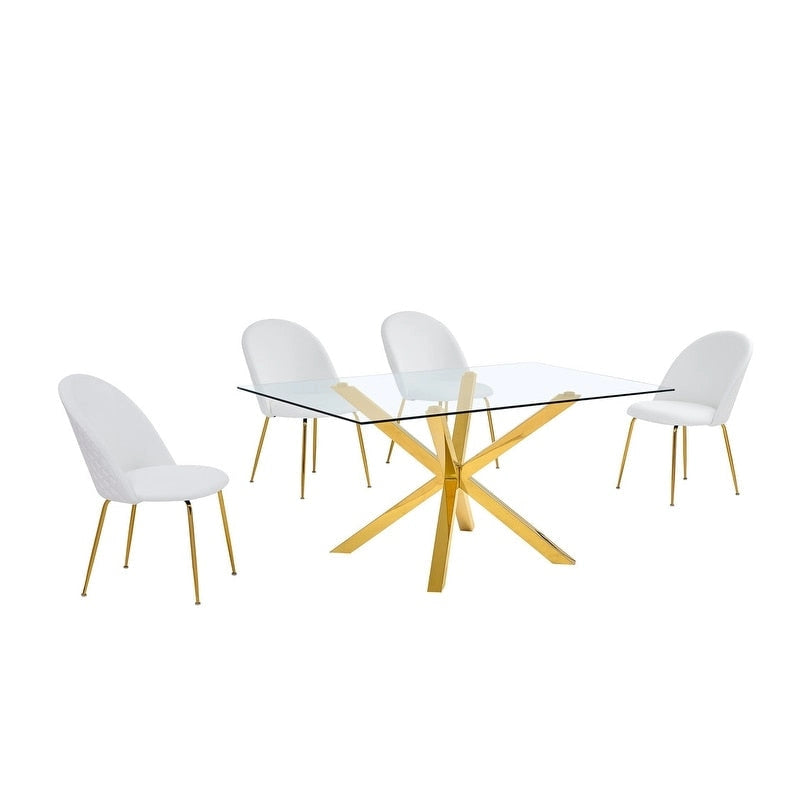 Metal Quality Furniture Contemporary Glass 5-pc Dining Set - image 7