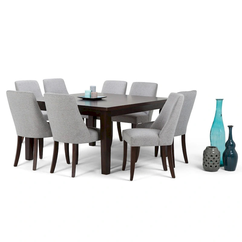 Solid Wood WYNDENHALL Haley Contemporary 9 Pc Dining Set with 8 Upholstered Dining Chairs and 54 inch Wide Table - image 1