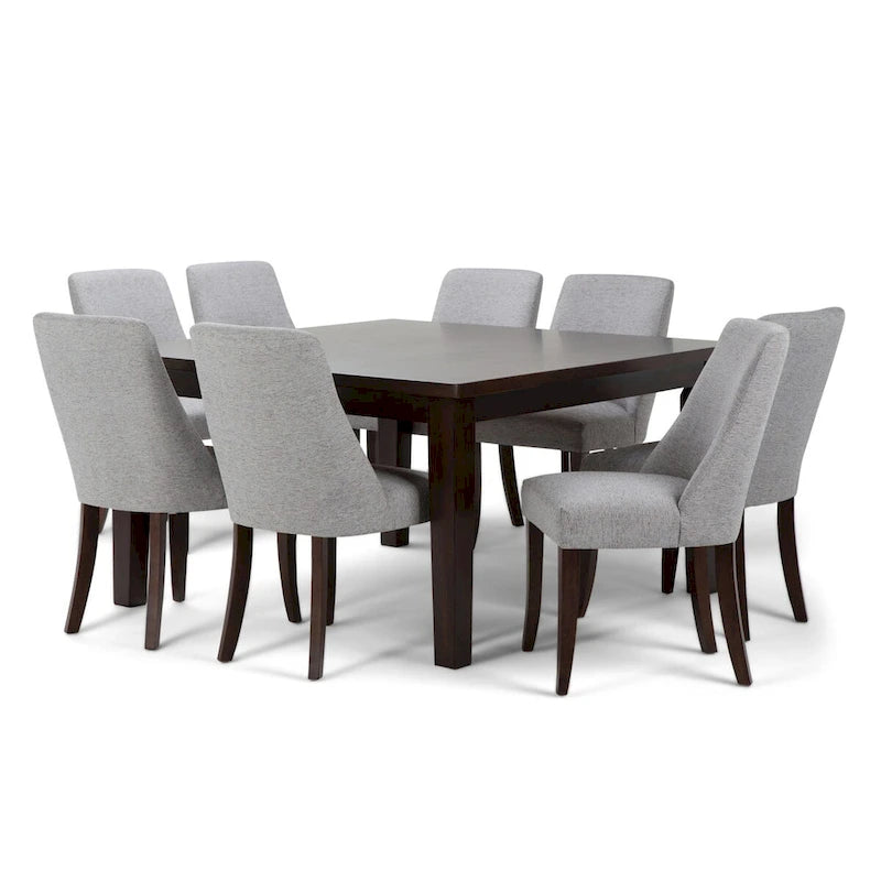 Solid Wood WYNDENHALL Haley Contemporary 9 Pc Dining Set with 8 Upholstered Dining Chairs and 54 inch Wide Table - image 2