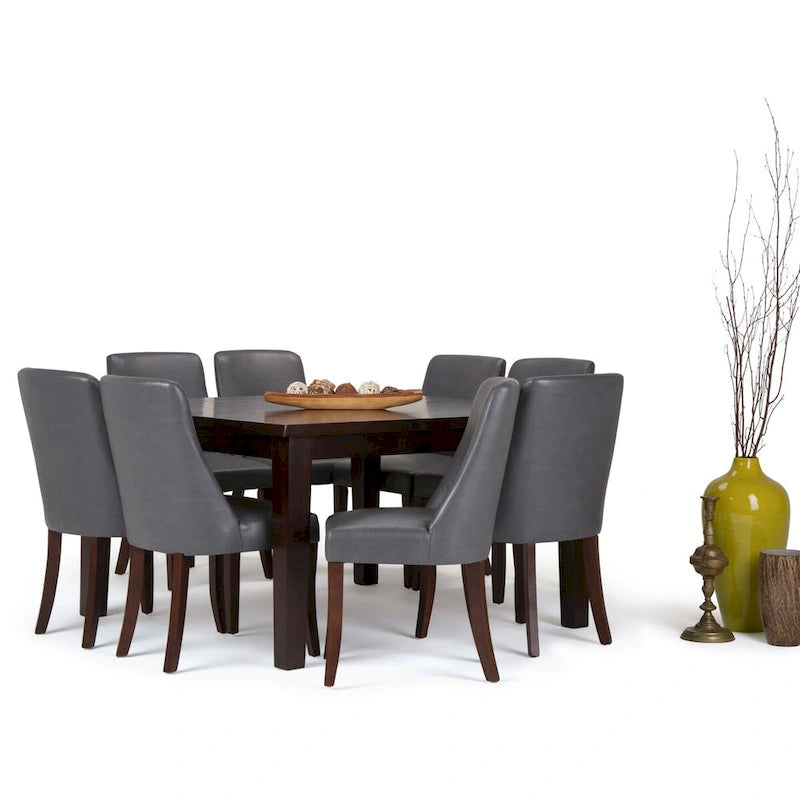 Solid Wood WYNDENHALL Haley Contemporary 9 Pc Dining Set with 8 Upholstered Dining Chairs and 54 inch Wide Table - image 9