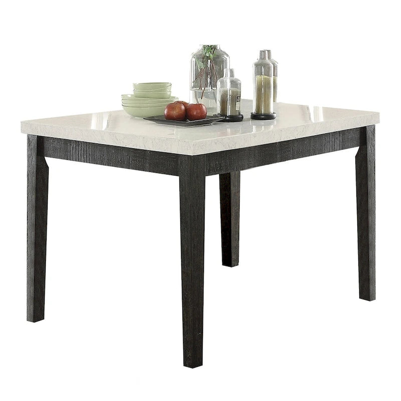 Wood Square Counter Height Table with Marble in White and Salvage Dark Oak - image 1