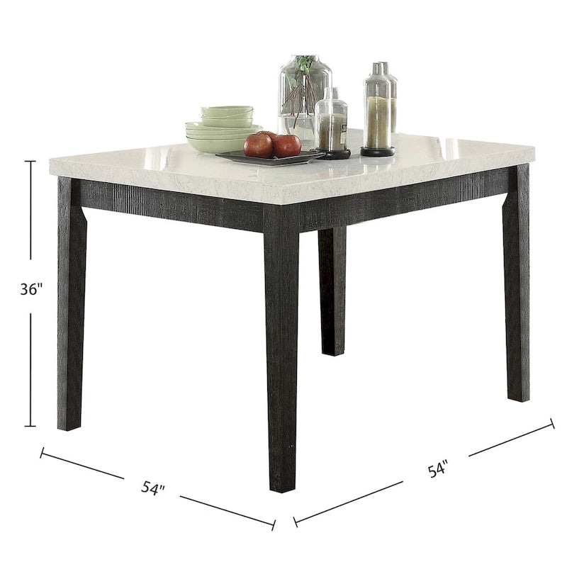 Wood Square Counter Height Table with Marble in White and Salvage Dark Oak - image 3