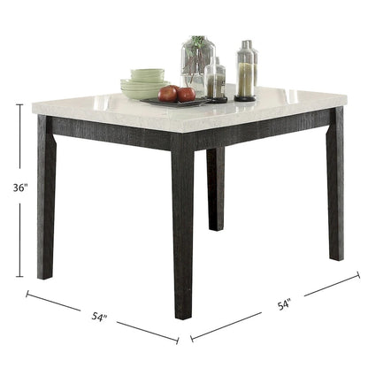 Wood Square Counter Height Table with Marble in White and Salvage Dark Oak - image 3