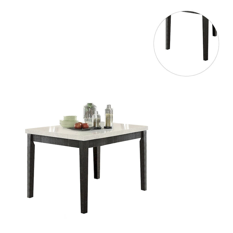 Wood Square Counter Height Table with Marble in White and Salvage Dark Oak - image 4