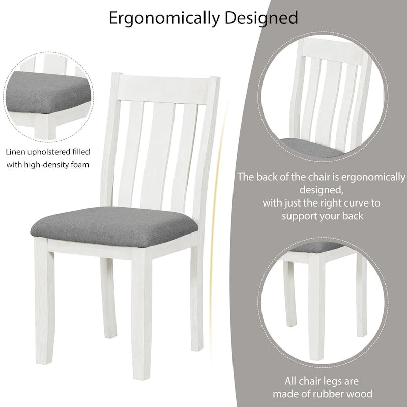 Engineered Wood Retro Style 7-Piece Dining Table Set with Extendable Table and 6 Upholstered Chairs (Antique Brown+White) - image 8