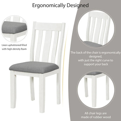 Engineered Wood Retro Style 7-Piece Dining Table Set with Extendable Table and 6 Upholstered Chairs (Antique Brown+White) - image 8
