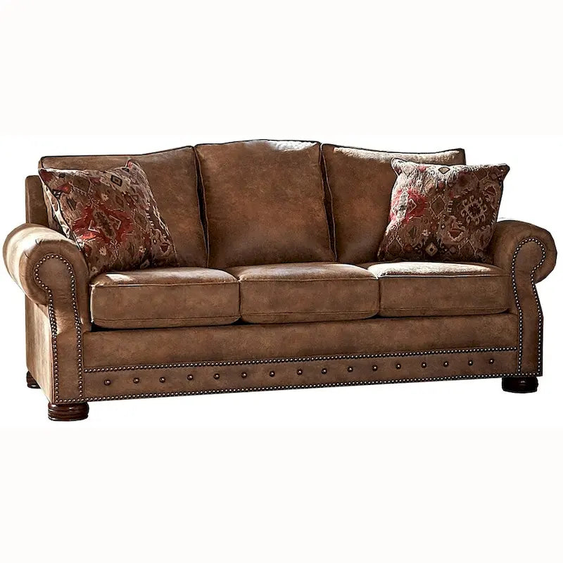 Solid Wood Rancho 2-pc. Rustic Brown Buckskin Sofa and Loveseat Set - image 2