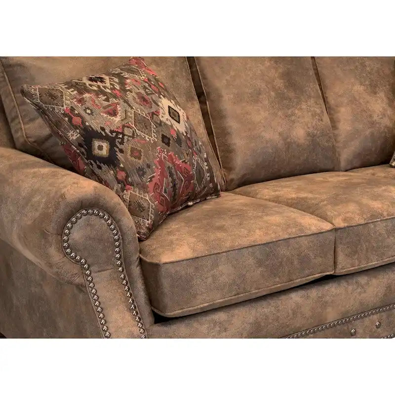 Solid Wood Rancho 2-pc. Rustic Brown Buckskin Sofa and Loveseat Set - image 3