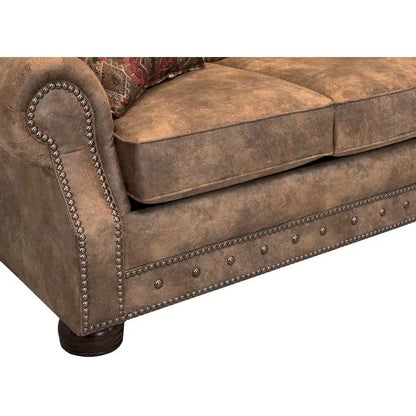 Solid Wood Rancho 2-pc. Rustic Brown Buckskin Sofa and Loveseat Set - image 5