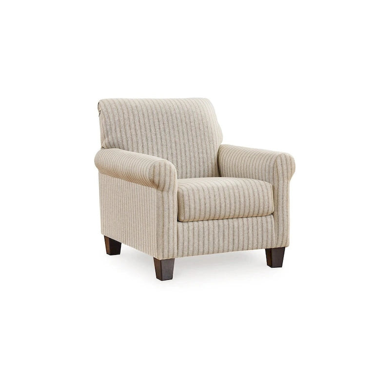 Vlea 36 Inch Accent Armchair, Striped Pattern, Sandstone Beige Polyester - image 2