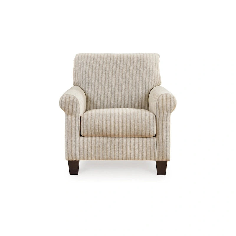 Vlea 36 Inch Accent Armchair, Striped Pattern, Sandstone Beige Polyester - image 3