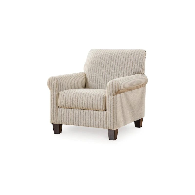Vlea 36 Inch Accent Armchair, Striped Pattern, Sandstone Beige Polyester - image 5