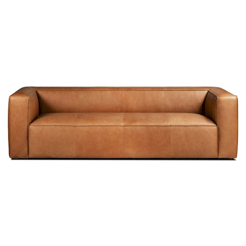 Solid Wood Poly & Bark Piazza 95 Sofa in Saddle Tan - Fl Grain Italian Leather - image 1