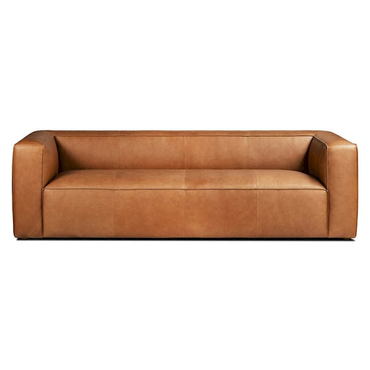 Solid Wood Poly & Bark Piazza 95 Sofa in Saddle Tan - Fl Grain Italian Leather - image 1