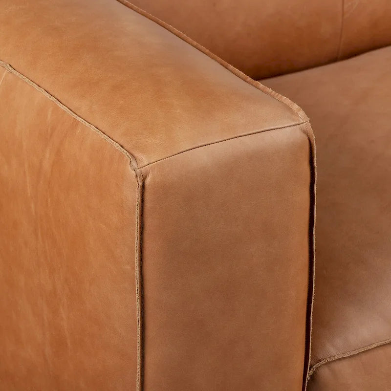 Solid Wood Poly & Bark Piazza 95 Sofa in Saddle Tan - Fl Grain Italian Leather - image 11