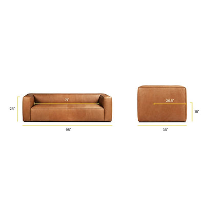 Solid Wood Poly & Bark Piazza 95 Sofa in Saddle Tan - Fl Grain Italian Leather - image 13