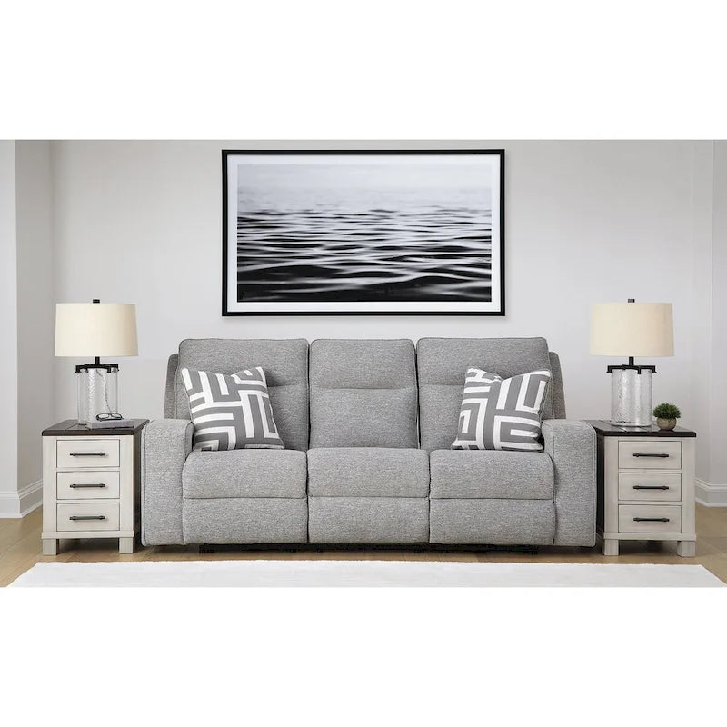 Metal Signature Design by Biscoe Pewter Power Reclining Sofa - 88 W x 43 D x 42 H - image 1