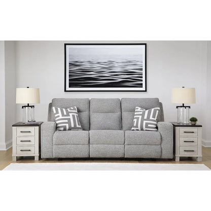 Metal Signature Design by Biscoe Pewter Power Reclining Sofa - 88 W x 43 D x 42 H - image 1