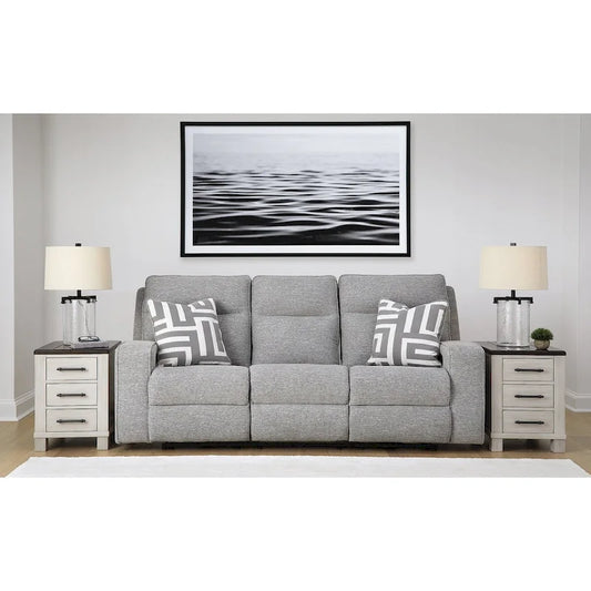 Metal Signature Design by Biscoe Pewter Power Reclining Sofa - 88 W x 43 D x 42 H - image 1