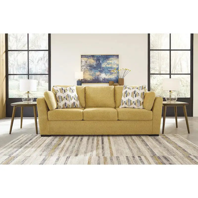 Wood Signature Design by Keerwick Yellow Sofa - 94 W x 41 D x 39 H - image 1