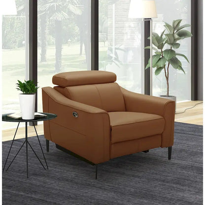 Wood Divani Casa Eden Modern Camel Leather Recliner Chair - image 1