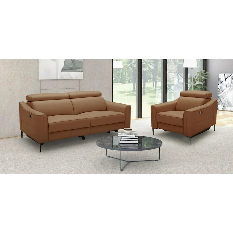 Wood Divani Casa Eden Modern Camel Leather Recliner Chair - image 5