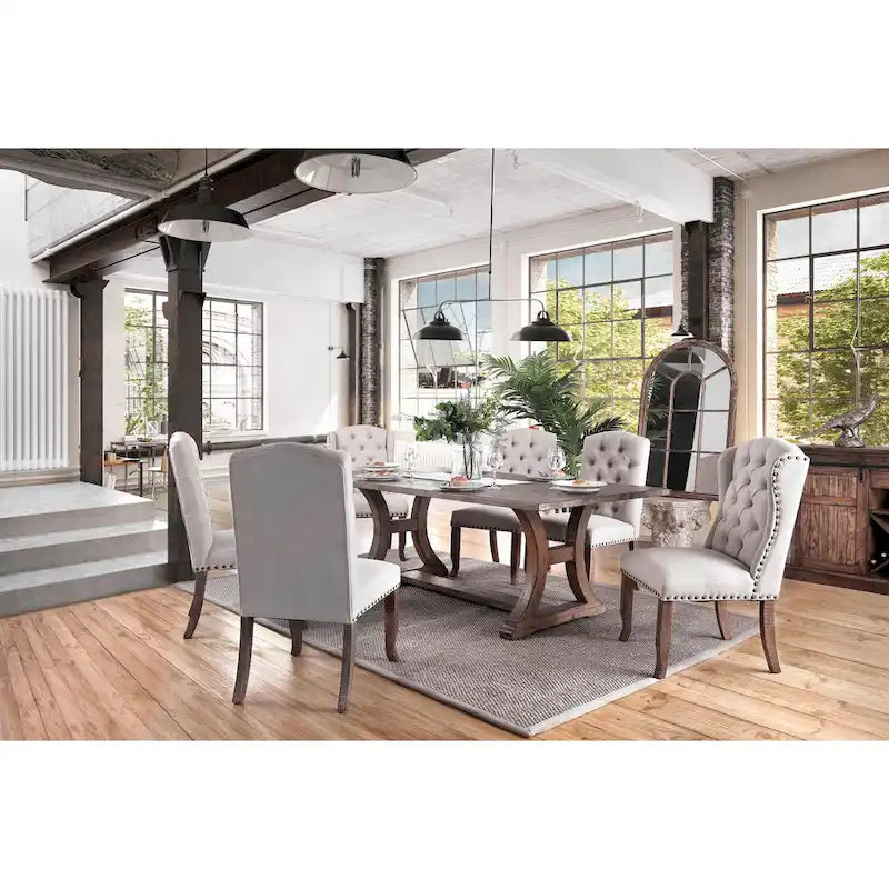Solid Wood Canley Rustic Pine Wood 7-Piece Dining Table Set by Furniture of America - image 1