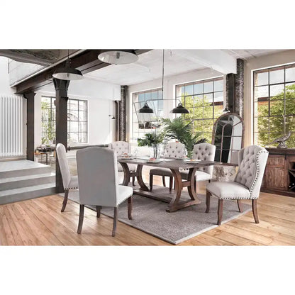 Solid Wood Canley Rustic Pine Wood 7-Piece Dining Table Set by Furniture of America - image 1