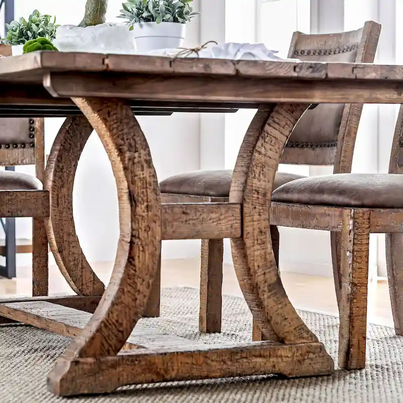 Solid Wood Canley Rustic Pine Wood 7-Piece Dining Table Set by Furniture of America - image 3