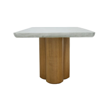 Wood Cid Ziv 71 Inch Dining Table, Rectangar Gray Faux Concrete, Pillar Base - image 3