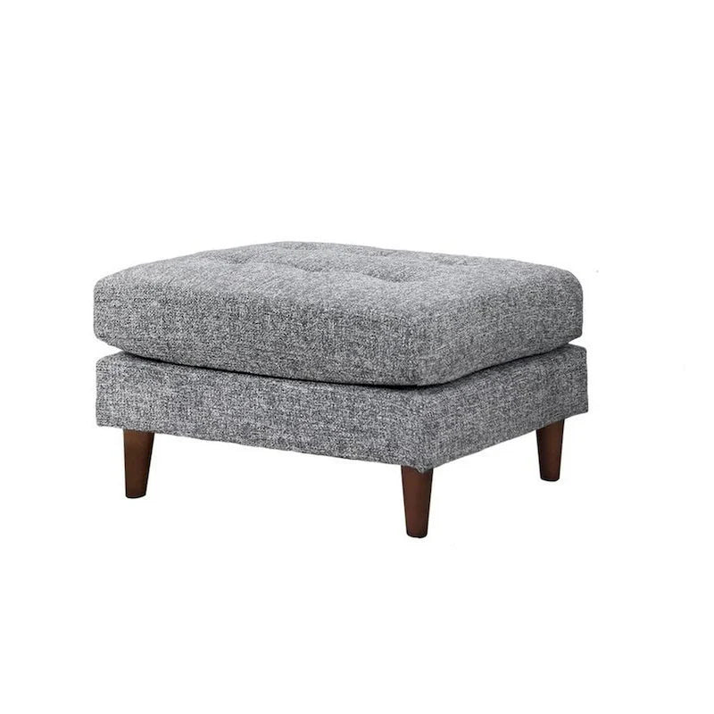 Solid Wood Ryle 104 Inch Sectional Sofa with Chaise and Ottoman, 2 Pillows, Gray Woven - image 4
