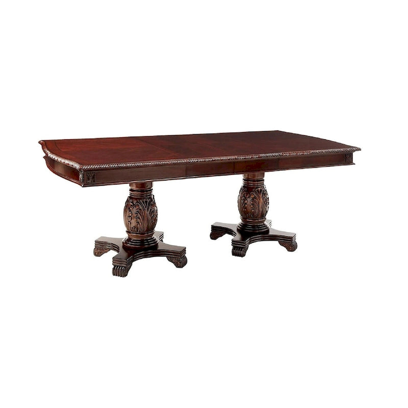 96 Dark Brown Solid Wood And Solid Manufactured Wood Double Pedestal Base Dining Table - image 2