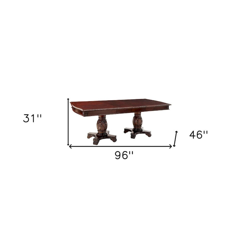 96 Dark Brown Solid Wood And Solid Manufactured Wood Double Pedestal Base Dining Table - image 3