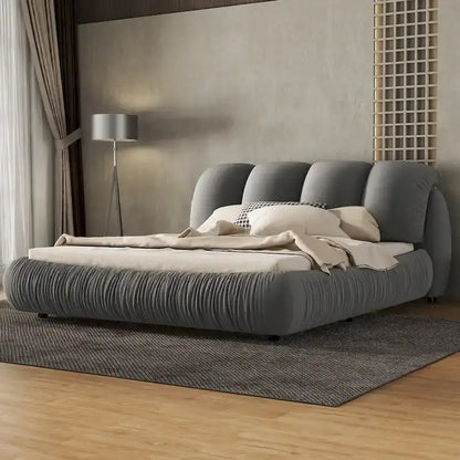 Metal Queen Size Upholstered Bed With Thick Headboard, Vevet Queen Bed with Oversized Padded Backrest - image 8