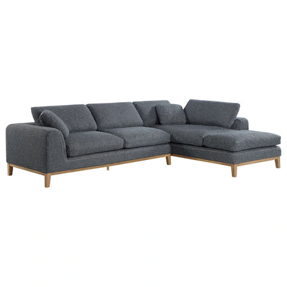 2 Piece L Shaped Modar Sectional Sofa with 2 Pillows, Woven Gray Fabric - image 1