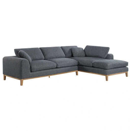 2 Piece L Shaped Modar Sectional Sofa with 2 Pillows, Woven Gray Fabric - image 1