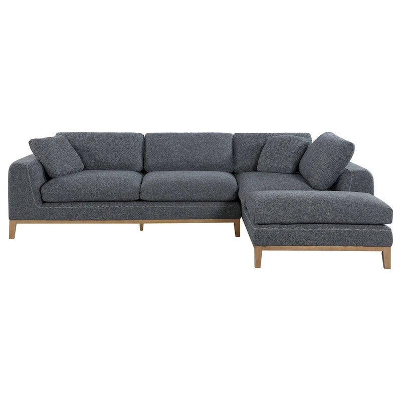 2 Piece L Shaped Modar Sectional Sofa with 2 Pillows, Woven Gray Fabric - image 2